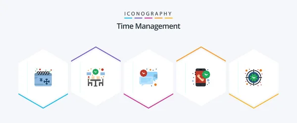 Time Management Flat Icon Pack Including Time Phone Bubble Duration — 图库矢量图片