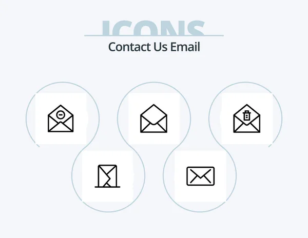 Email Line Icon Pack Icon Design Office Text Mail Text — Wektor stockowy