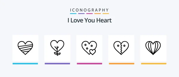 Pack Icône Heart Line Compris Amour Genre Genre Coeur Icônes — Image vectorielle