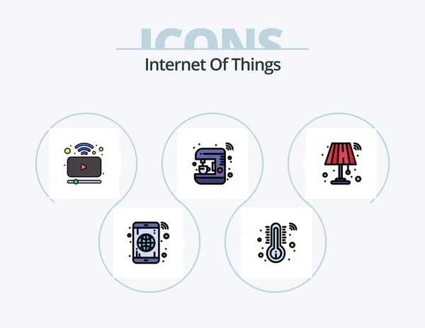 Линия Интернета Вещей Заполнила Дизайн Иконок Icon Pack Растение Электричество — стоковый вектор