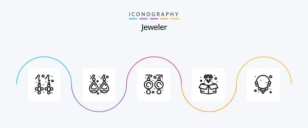 Mücevher Hattı Icon Pack Elmas Dahil Mücevher Küpeler Mücevher — Stok Vektör
