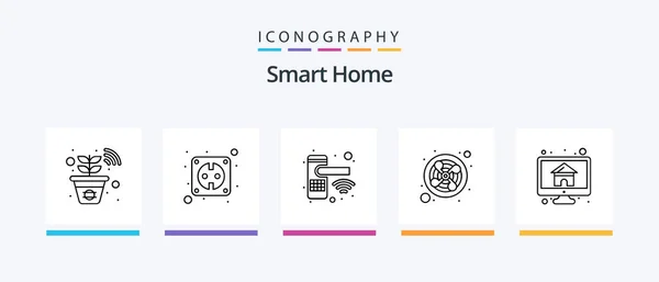 Smart Home Line Icon Pack Including Security Knob Smart Home — ストックベクタ