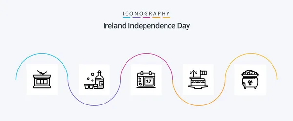 Ireland Independence Day Line Pictogrampakket Inclusief Klaver Festival Kalender Een — Stockvector