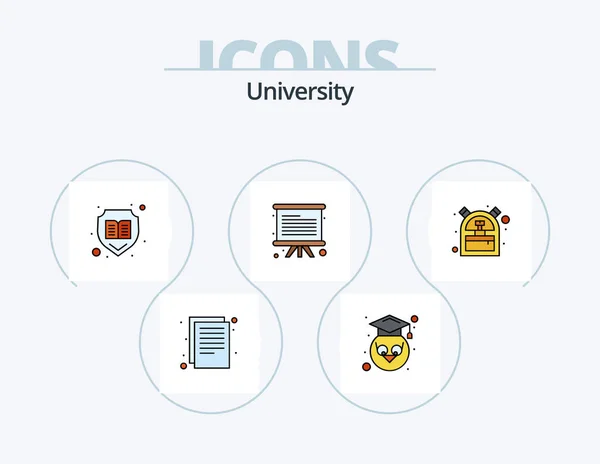 University Line Filled Icon Pack Icon Design Time Documents Support — Stock Vector