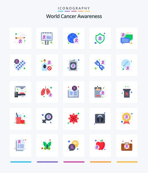 Creative World Cancer Awareness Flat Icon Pack Sign Chat Cancer — Stock Vector