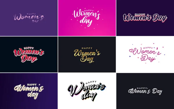 International Women Day Greeting Card Template Floral Design Hand Lettering — Stockový vektor