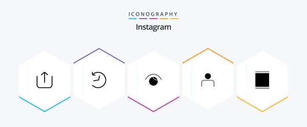 Instagram Glyph Simge Paketi Galeri Zle Kullanıcı Profil — Stok Vektör
