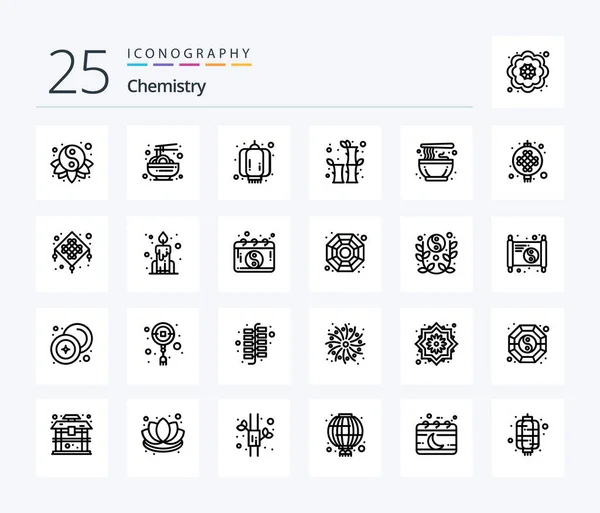 Chemistry Line Icon Pack Including Culture Celebration China Chinese Bamboo — Stock vektor