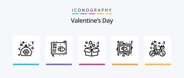 День Святого Валентина Линии Icon Pack Числе Романтическое Сердце Сердца — стоковый вектор