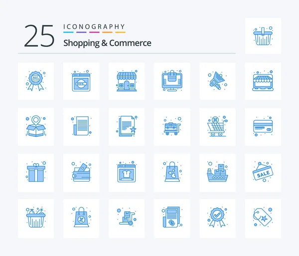 Shopping Commerce Blue Color Icon Pack Including Online Order Booked — Stock Vector