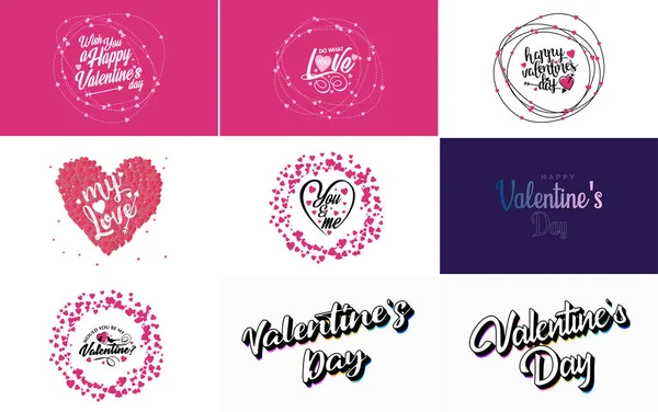 Happy Valentine Day Hand Drawn Lettering Vector Illustration Suitable Use — Stok Vektör