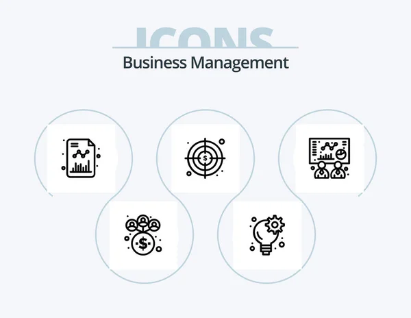 Business Management Line Icon Pack Icon Design Goals Cart Business — Wektor stockowy