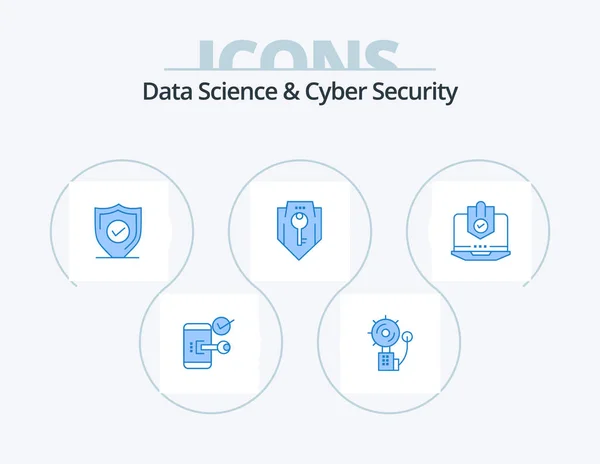 Data Science Cyber Security Blue Icon Pack Projekt Ikony Ochronę — Wektor stockowy