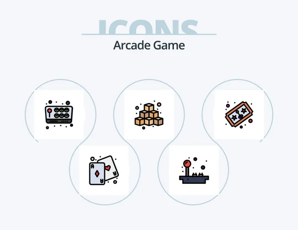 Arcade Line Filled Icon Pack Icon Design Fun Game High — Wektor stockowy