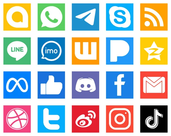 Professionele Social Media Pictogrammen Zoals Tencent Pandora Feed Wattpad Video — Stockvector