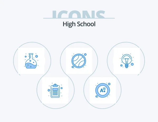 High School Blue Icon Pack Icon Design Světlo Elektřinu Chemii — Stockový vektor