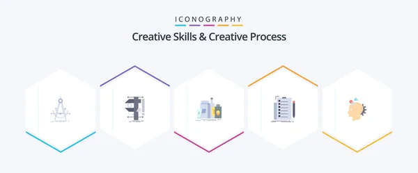 Creative Skills Creative Process Flat Icon Pack Including Check Expertise — Stock Vector