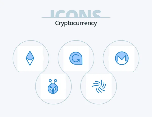 Cryptocurrency Blue Icon Pack Icon Design Coin Crypto Currency Bill — Vetor de Stock
