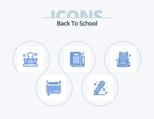 Back School Blue Icon Pack Icon Design School Bag Learning — 图库矢量图片