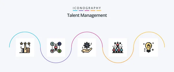 Talent Management Line Gevuld Vlak Icoon Pack Inclusief Ster Positie — Stockvector
