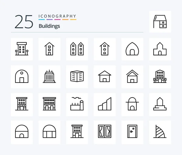 Buildings Line Icon Pack Including Mosque Historical Building Historical Building — Stock Vector