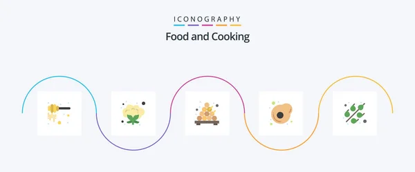Food Flat Icon Pack Including Wheat Japanese Food Omelet — Vector de stock