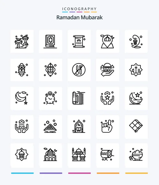 Kreatives Ramadan Outline Icon Pack Wie Der Mond Moschee Ramadhan — Stockvektor