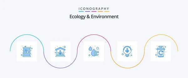 Ecology Environment Blue Icon Pack Including Recycle Light Aqua Lamp — Image vectorielle