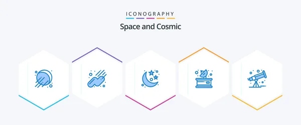 Space Blue Icon Pack Including Media Space — Wektor stockowy