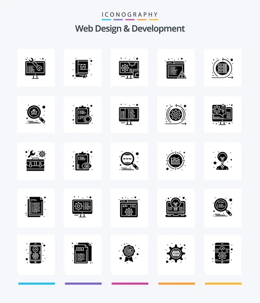 Creative Web Design Development Glyph Solid Black Icon Pack Iteration — Stock Vector