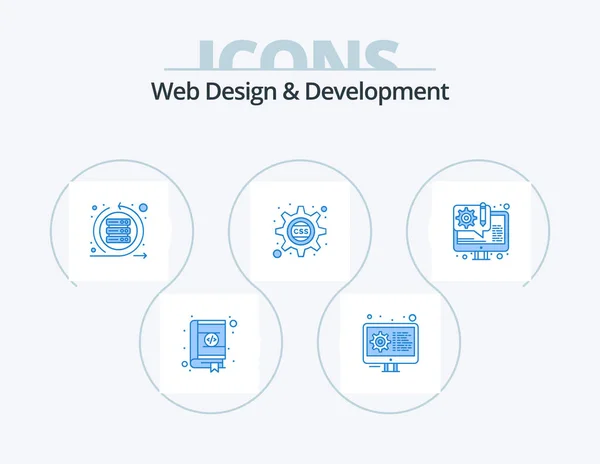 Web Design Development Blue Icon Pack Icon Design Css Gear — Wektor stockowy