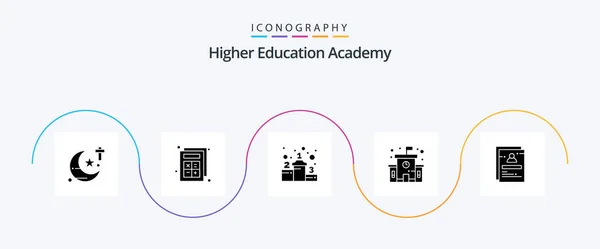 Academy Glyph Icon Pack Incluyendo Estudiante Escuela Logro Página Educación — Vector de stock