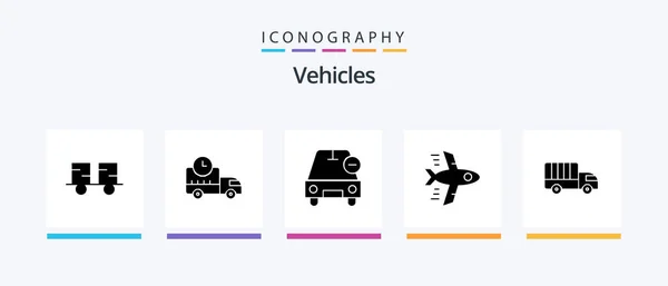 Vehicles Glyph Icon Pack Including Delivery Flying Truck Airplane Creative — Vettoriale Stock