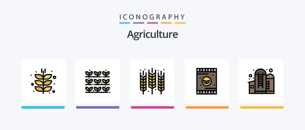 Agriculture Line Filled Icon Pack Including Agriculture Storehouse Harvesting Barn — Vector de stoc
