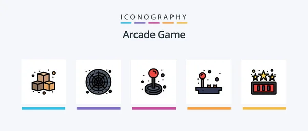 Arcade Line Filled Icon Pack Including Game High Score Game — Διανυσματικό Αρχείο