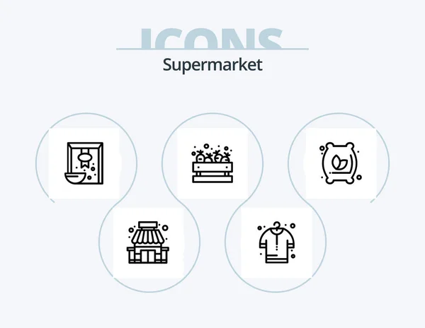 Supermarket Line Icon Pack Icon Design Shop Supermarket Shop Store — Stockový vektor