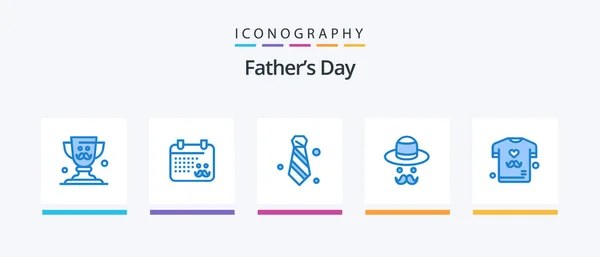 Fathers Day Blue Icon Pack Including Father Отцы Одежда День — стоковый вектор