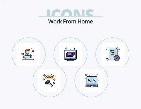 Work Home Line Icône Remplie Pack Icône Design Chaise Rénovation — Image vectorielle