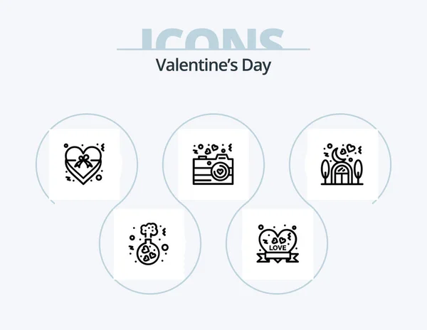 Valentines Day Line Icon Pack Icon Design Love Coffee Location — Stock vektor
