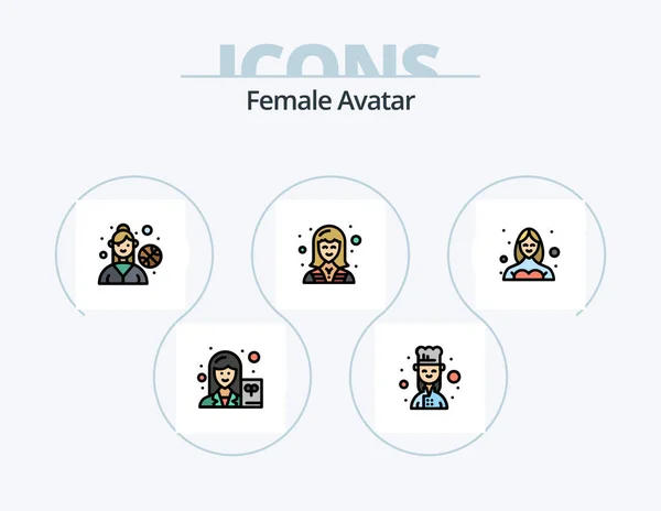 Female Avatar Line Filled Icon Pack Icon Design News Anchor — Vector de stock