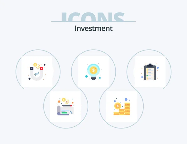 Investment Flat Icon Pack Icon Design List Check List Investment — ストックベクタ
