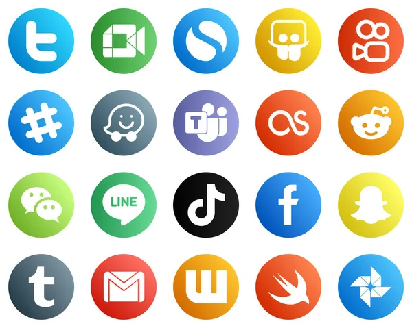 High Resolution Social Media Icons Tiktok Messenger Spotify Wechat Lastfm — Stock Vector