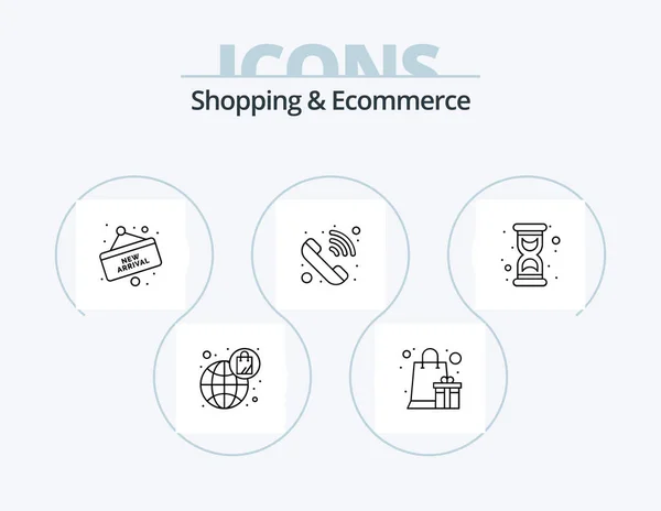 Winkelen Ecommerce Line Icon Pack Icon Design Telefoon Tas Handel — Stockvector