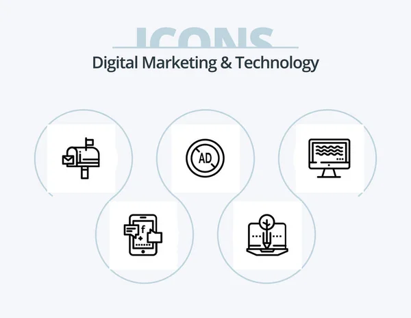 Digital Marketing Technology Line Icon Pack Icon Design Поболтать Возвращающийся — стоковый вектор