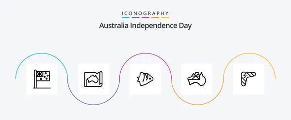 Australia Independence Day Line Icon Pack Including Country Australia Map — ストックベクタ