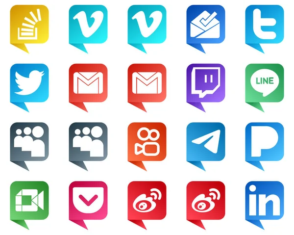 High Resolution Chat Bubble Style Social Media Icons Messenger Kuaishou — Stock Vector