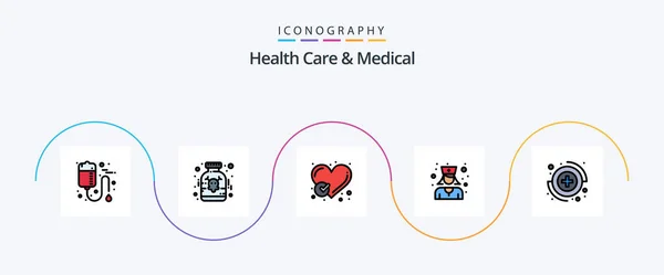 Health Care Medical Line Filled Flat Icon Pack Including Capture — Stock vektor