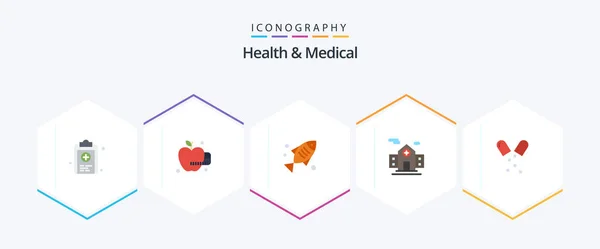 Health Medical Flat Icon Pack Including Healthcare Food Health Room — Vettoriale Stock