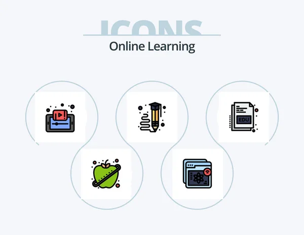 Online Learning Line Filled Icon Pack Icon Design Smartphone Learning — Stock vektor