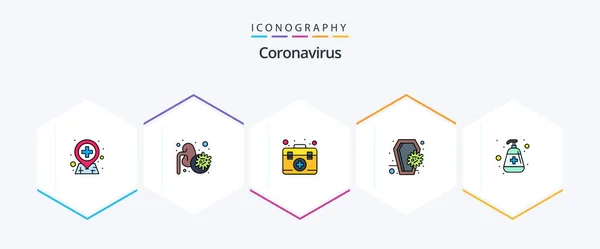 Coronavirus Filledline Icon Pack Including Manicure Skull Kid Infection Coronavirus — Vetor de Stock